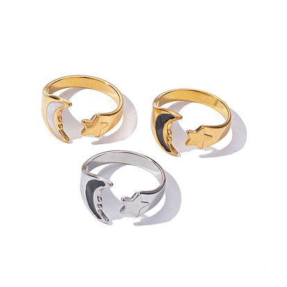 304 открытые манжеты с эмалью из нержавеющей стали и лунной звездой для женщин