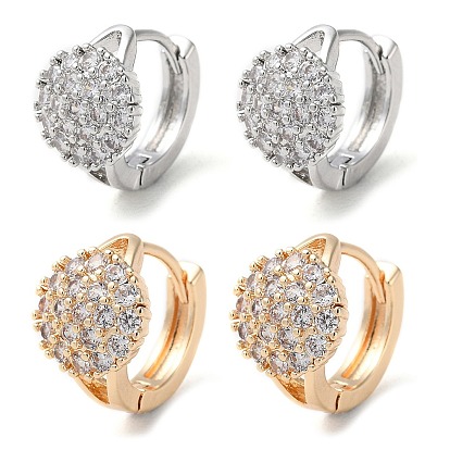 Серьги-кольца из латуни с микропаве и прозрачным циркониевым покрытием для женщин, плоско-круглые