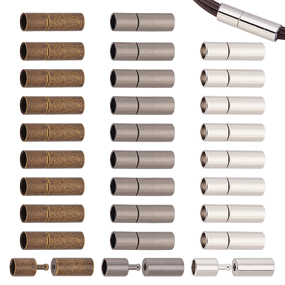 30 шт. 3 цвета латунные штыковые застежки, колонка, фурнитура для кожаного шнура