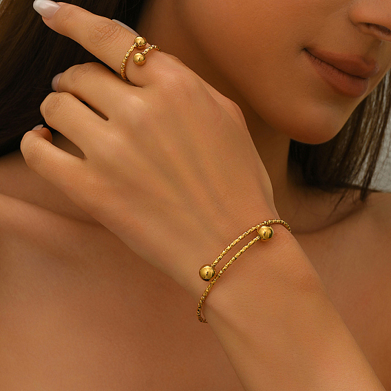 Минималистичные браслеты-манжеты и наборы колец из нержавеющей стали для женщин