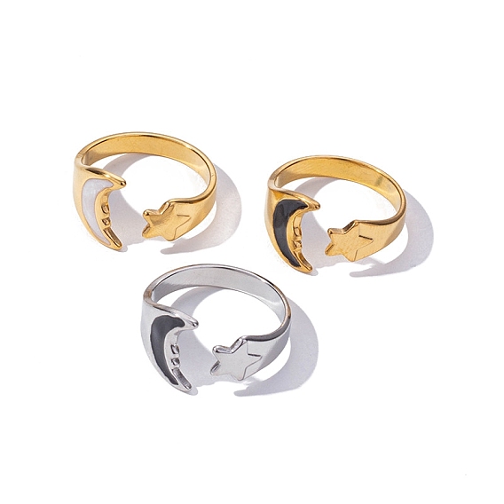 304 открытые манжеты с эмалью из нержавеющей стали и лунной звездой для женщин