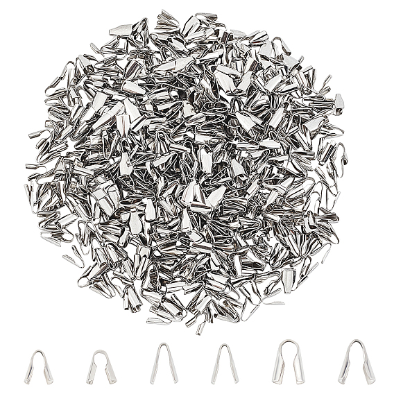 600Pcs 6 Styles 304 Stainless Steel Folding Crimp Cord Ends