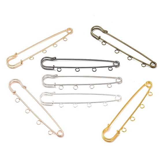 Iron Brooch Findings, 4-Holes Kilt Pins for Lapel Pins Makings, Rack Plating