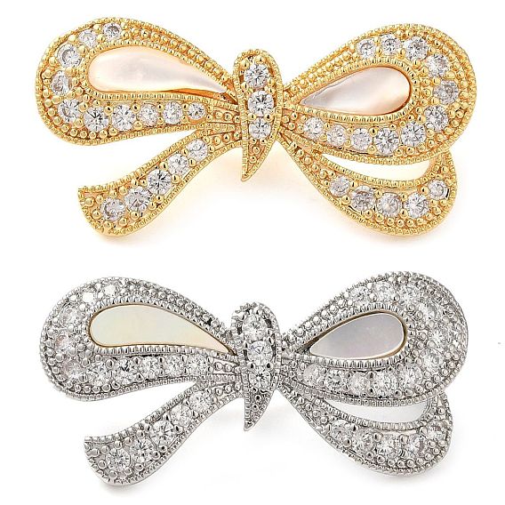 Латунное микропейв, прозрачный кубический цирконий, складные застежки, без кадмия, без никеля и без свинца, бантом