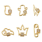 Brass Micro Pave Clear Cubic Zirconia Screw Carabiner Lock Charms, for Necklaces Making, Long-Lasting Plated, Mixed Shapes