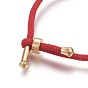 Cotton Cord Bracelets, Red String Bracelets, with Brass Finding, Long-Lasting Plated