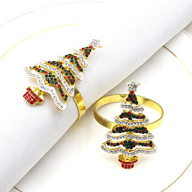 Hotel white strip Christmas tree napkin buckle diamond napkin ring napkin ring mouth cloth ring