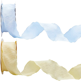 2 Rolls 2 Colors Polyester Ruffled Ribbon for Sewing Decoration