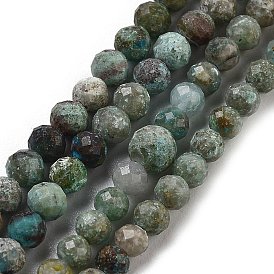 Brins de perles turquoises africaines naturelles (jaspe), facette, ronde