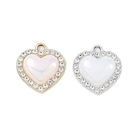 Alloy Enamel Pendants, with Crystal Rhinestone, Heart