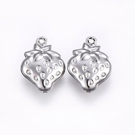 304 Stainless Steel Charms, Strawberry