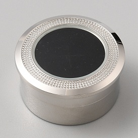 Alloy Steel Loose Diamond Boxes, Round Visible Window Case with Screw Caps and Black Sponge Inside, for Jewelry Cabochons Displays