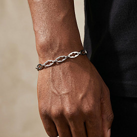 304 Stainless Steel Oval with Hollow Cross Link Chain Bracelets, Tarnish Free