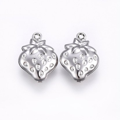 304 Stainless Steel Charms, Strawberry