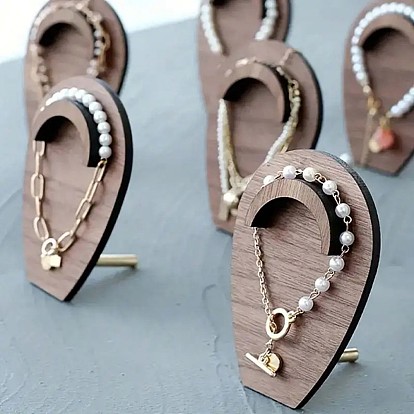 Деревянные подставки для демонстрации браслетов с наклонной спинкой в форме капли, с золотым железным прутом