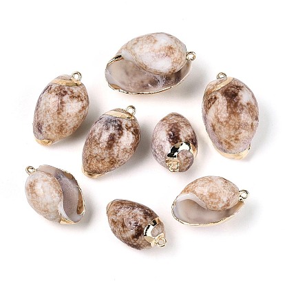 Гальванические подвески из натуральных ракушек, Подвески в виде раковин с петлями из железа золотистого оттенка.