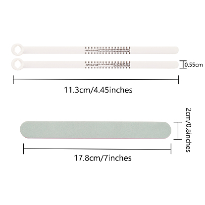 Medidor de anillo de plástico, estándares de medición de dedos versión japonesa, cinturón de medición de dedos de calibre para hombres y mujeres, con lima de doble cara para pulir con esponja y paño para pulir plateado