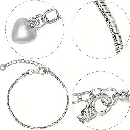 Alloy Round Snake Chain Bracelet, for European Style Bracelet Making