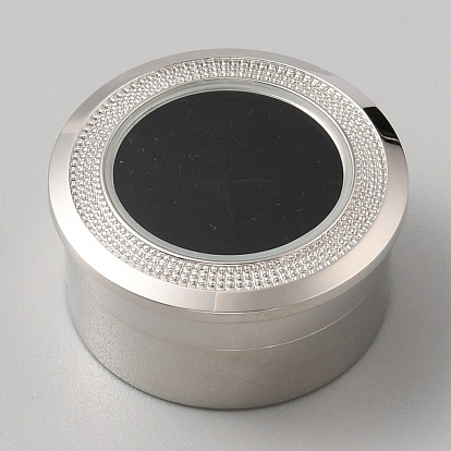 Alloy Steel Loose Diamond Boxes, Round Visible Window Case with Screw Caps and Black Sponge Inside, for Jewelry Cabochons Displays
