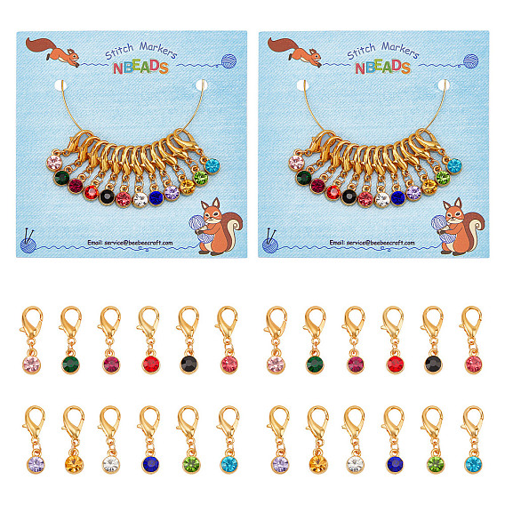 24украшения подвески со стразами из сплава, подвески с застежкой-лобстером, подвески на клипсах, для брелка, кошелек, украшение для рюкзака, маркер стежка