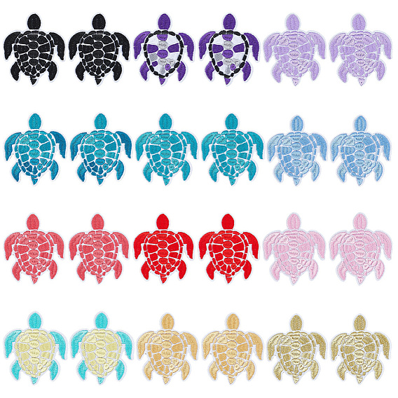 12Pcs Polyester Clothing Pathces,  Turtle