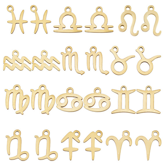 24 шт. 12 стиль 12 созвездия ручная полировка 304 подвески из нержавеющей стали, золотые