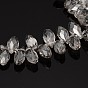 Electroplate Glass Beads Strands, Top Drilled Beads, Faceted Teardrop, Pearl Luster Plated, 12x6mm, Hole: 1mm, about 100pcs/strand, 15.7 inch