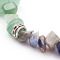 Chakra Chips Natural Gemstone Beaded Bracelets, with Alloy Beads, Antique Silver & Platinum