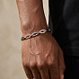 304 Stainless Steel Oval with Hollow Cross Link Chain Bracelets, Tarnish Free