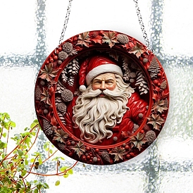 Christmas Ceramic Relief Style Acrylic Hanging Ornaments, for Home Door and Window Decorations