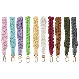 Handmade Macrame Cotton Threads Wrist Strap Pendant Decoration, Alloy Swivel Clasps Charms for Bag Keychain Phone Ornaments