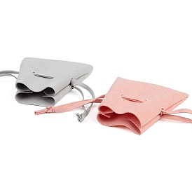 Rectangle Microfiber Leather Jewelry Drawstring Gift Bags for Earrings, Bracelets, Necklaces Packaging