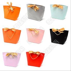 PandaHall Elite 8 Sets 8 Colors Paper Bags, with Polyester Handle & Ribbon, for Gift Bags and Shopping Bags, Rectangle
