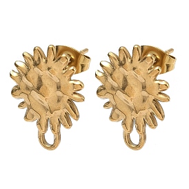 304 Выводы серьги из нержавеющей стали шпилька, с петлей, цветок, ионное покрытие (ip)