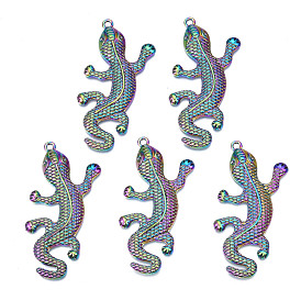 Rainbow Color Alloy Big Pendants, Cadmium Free & Nickel Free & Lead Free, Gecko