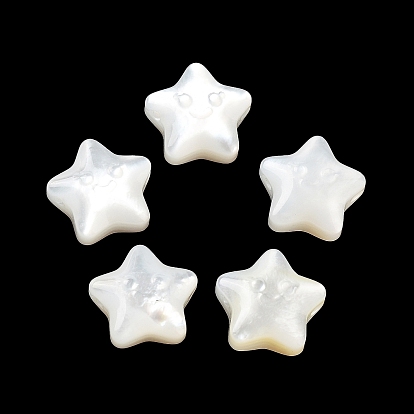 Natural White/Black Lip Shell Beads, Freshwater Shell, Star