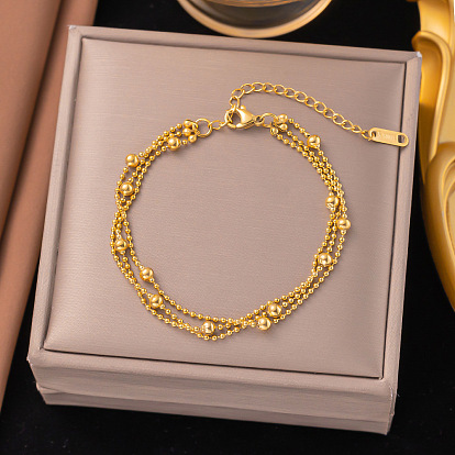 304 из нержавеющей стали браслеты многожильных, браслеты с шариковыми цепочками для женщин