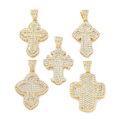 Латунные микро проложить кубического циркония подвески, без кадмия и без свинца, крест прелести
