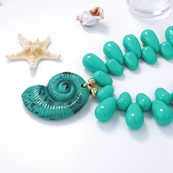 Подвеска из смолы в форме раковины, каплевидные бусины, с ccb пластиком и железными выводами, золотые