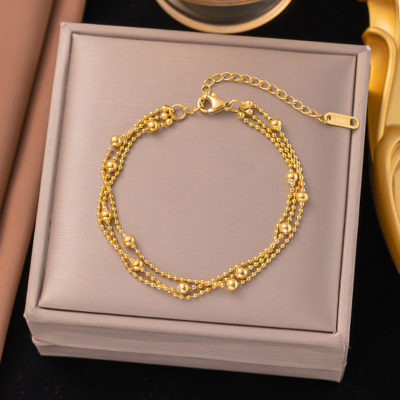 304 из нержавеющей стали браслеты многожильных, браслеты с шариковыми цепочками для женщин