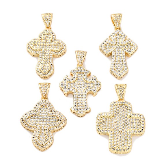 Латунные микро проложить кубического циркония подвески, без кадмия и без свинца, крест прелести
