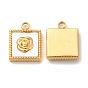 PVD Vacuum Plating 304 Stainless Steel Square with Rose Charms, with Shell