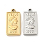304 Stainless Steel Pendants, Rectangle with Venus & 1990 Charm