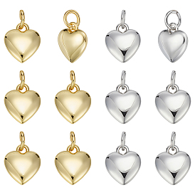 12 шт. 2 цвета латунные подвески, сердце, долговечный, с целью перехода в кольце