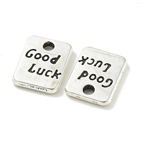 Tibetan Style Alloy Pendants , Lead Free & Cadmium Free, Rectangle with Word Good Luck