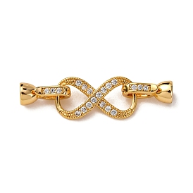 Латунное микропейв, прозрачный кубический цирконий, складные застежки, без никеля , бесконечность
