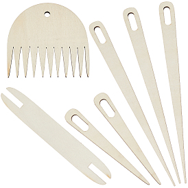 1Набор для ткацкого станка из фанеры и дерева, с ткацкой палкой, гребень для плетения и игла для вязания крючком