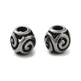 304 из нержавеющей стали европейские шарики, бусины с большим отверстием, ионное покрытие (ip), Rondelle с вихрем