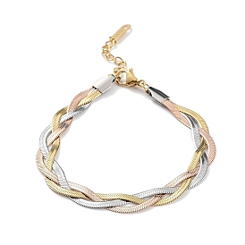 Ion Plating(IP) 304 Stainless Steel Herringbone Chains Bracelet for Women