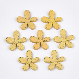 Painted Poplar Wood Cabochons, Flower